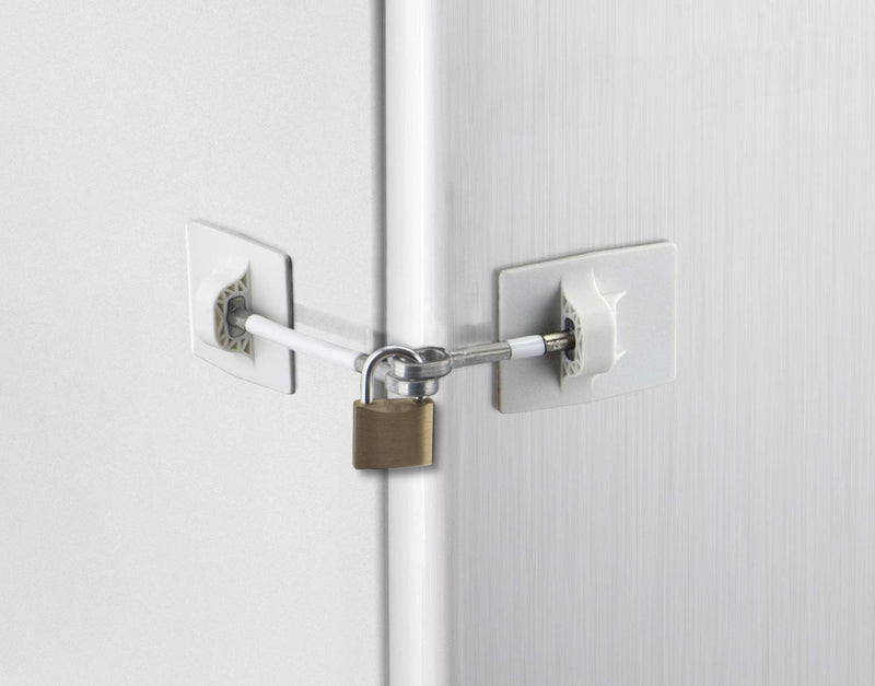 Refrigerator Door Lock with Padlock - White 1-Pack, White with Keyed Padlock