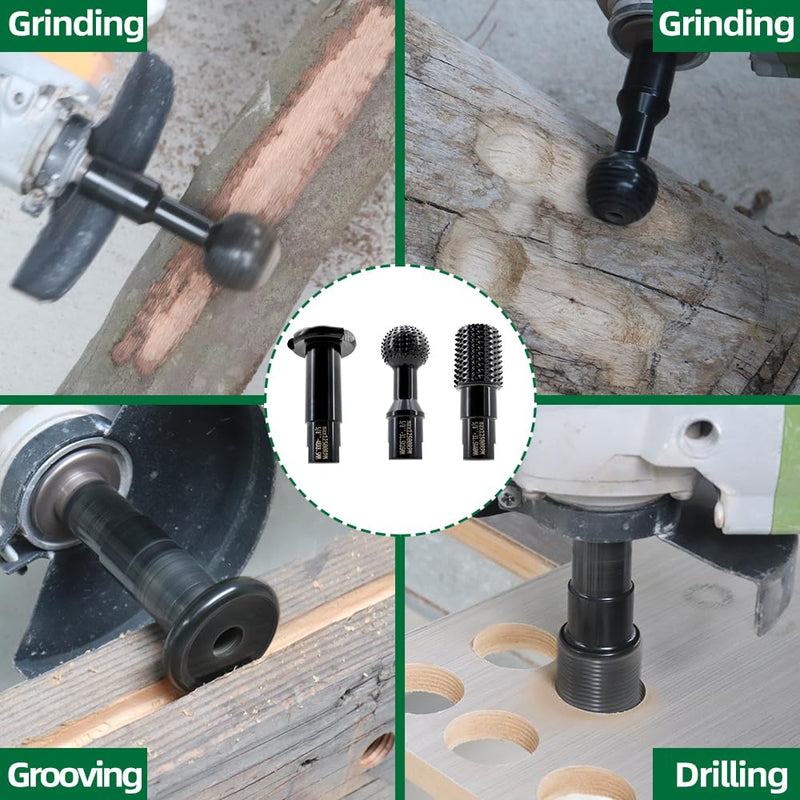 3 PCS Ball Gouge Angle Grinder Attachments - KURSTOL Sphere Rotary Burr with 5/8-11 Threads for 4 1/2 and 5 Inch Angle Grinder, Power Carving Tools for Wood Carving Grinding Hollowing Slotting 31.5 mm