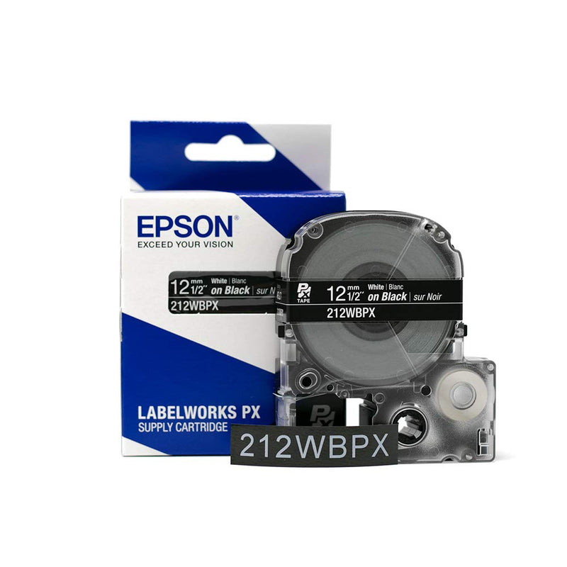 LABELWORKS Epson Restaurant Deli Organizer Bundle - LW-PX300 Industrial Label Maker and 212WBPX PET (Polyester) Tape Cartridge - White on Black Industrial Label Maker Tape