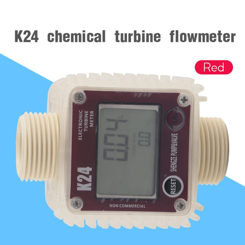[Australia - AusPower] - Fuel Meter K24 Digital Fuel Flowmeter with LCD Display for Chemicals Liquid Water Red 