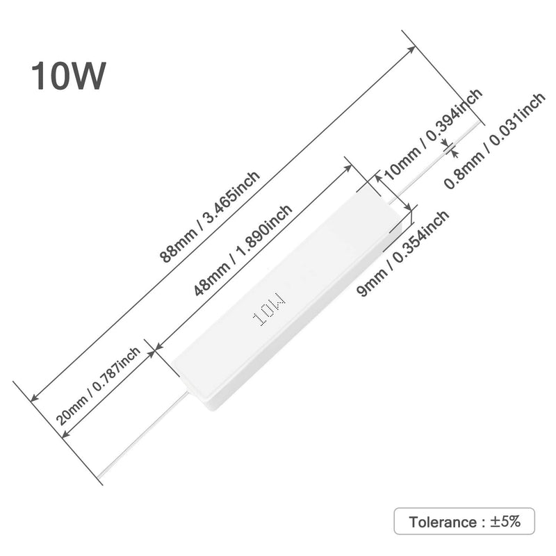 Chanzon 10pcs 10W Ceramic Cement Resistor 10 ? ohm ±5% Tolerance Wirewound Induction 10R G) 10? ohm