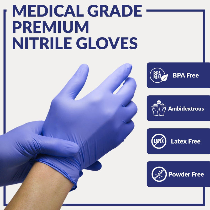 [Australia - AusPower] - Klex Nitrile Exam Gloves - Medical Exam Grade, Powder Free, Rubber Latex Free, Strong 3.5mil, Food Safe, Lavender 1 Large 