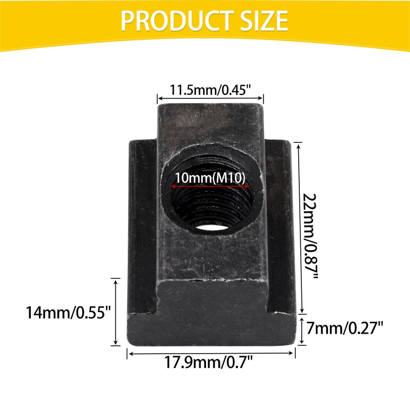 [Australia - AusPower] - T Slot Nuts 10pcs, M10 Threads Black Oxide Finish Hardware Sliding Nuts Used for Machines Tool Tables, Grade 8.8 