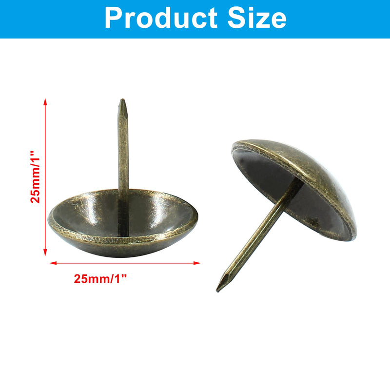 [Australia - AusPower] - 50Pcs 1 Inch (25mm) Bronze Upholstery Tacks, Antique Round Metal Thumb Tacks Furniture Upholstery Pins for Cork Board, Sofa, Couch, Craft, DIY Decoration 1" 