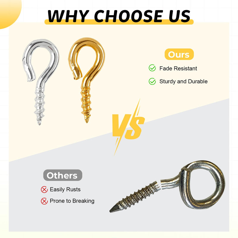 [Australia - AusPower] - Eye Hooks Screw, 600Pcs Screw Eye Pins for Jewelry Making，Metal Self Tapping Small Eye Screws for Wood, Stainless Steel Screw Eyes for DIY Arts & Crafts, Heavy Duty Mini Eyelet Screws (Silver & Gold) 