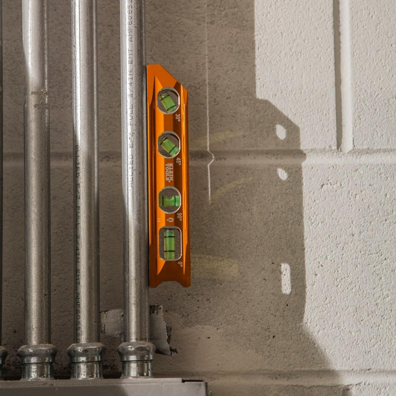 [Australia - AusPower] - Klein Tools 935RB Torpedo Level, 8-Inch Billet Magnetic Level, 0/30/45/90 Degree Vials, V-Groove, Tapered Nose, High-Visibility Vial and Body Standard 