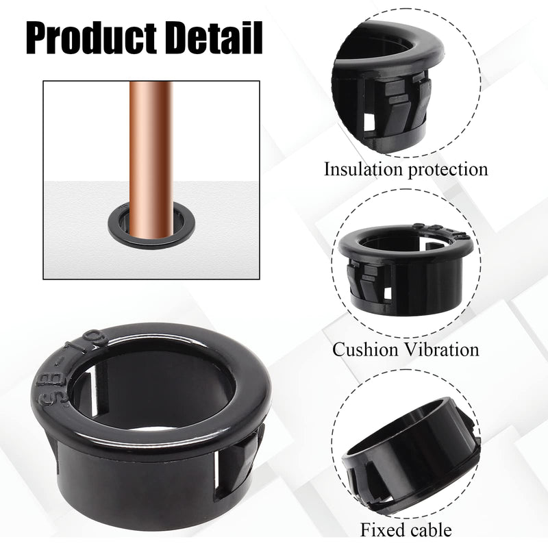 [Australia - AusPower] - 50 Pcs Nylon Snap Bushing Black Wire Bushing 3/4" Mounting Dia Grommet Protectors,Round Snap in Cable Hose Bushing SB-19 3/4"/SB-19 