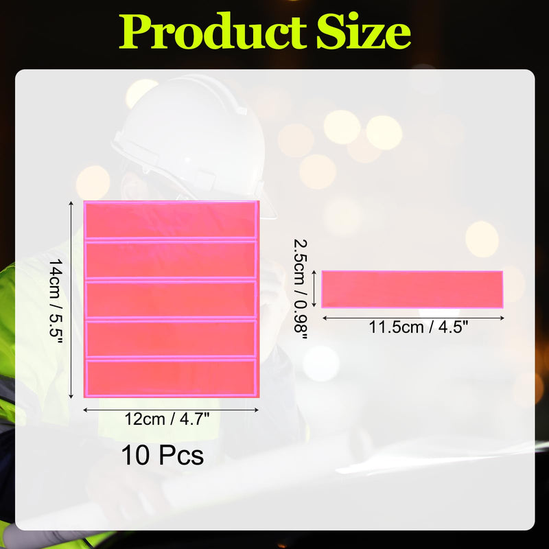 PATIKIL Hard Hat Reflective Stickers, (5 x 6 Inch, Pink) (10 Pcs), Retro Reflective Safety Tape Durable Adhesive Helmet Stickers, Suit for - Hard Hats/Helmets/Mailboxes