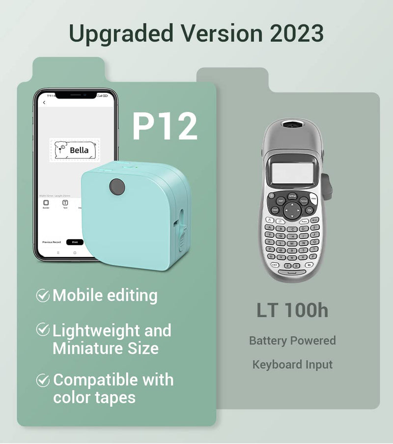[Australia - AusPower] - Phomemo Label Makers Machine with Tape, Portable Bluetooth Label Printer, Mini Label Maker Sticker Maker Handheld Labeler with Multiple Template Icon Font for Smartphone for Office Home Organization green 