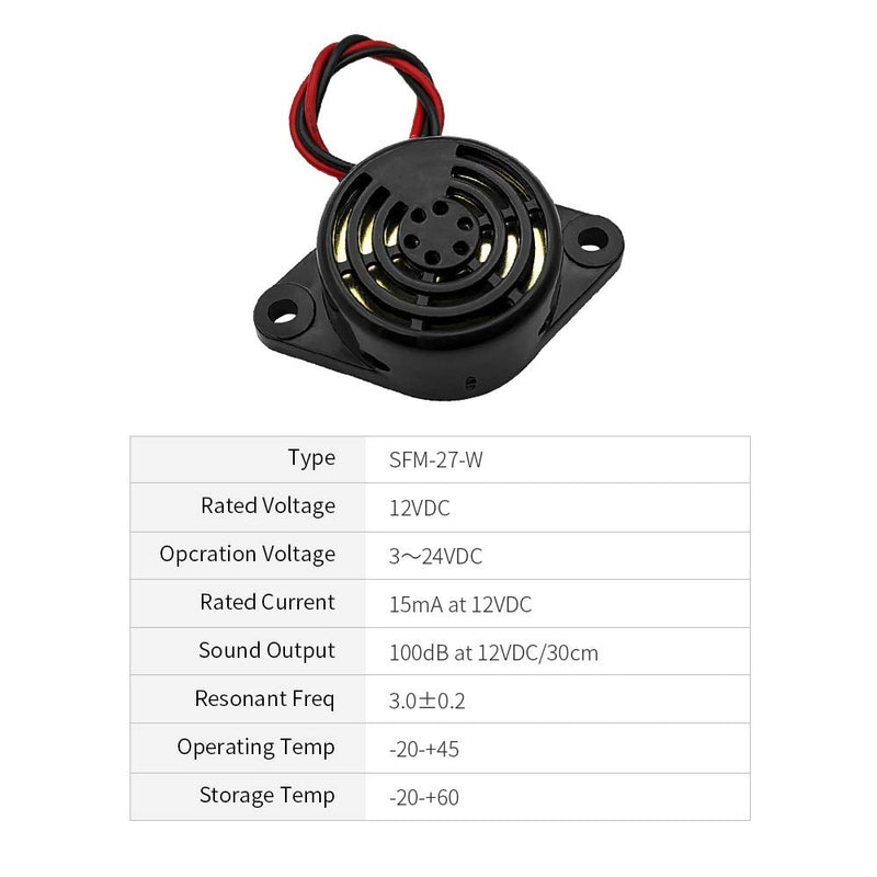 [Australia - AusPower] - 3PCS DC 3-24V 90dB Active Piezo Electronic Buzzer Beep Tone Alarm Ringer Continous Sound (Black) SFM-27-W black 