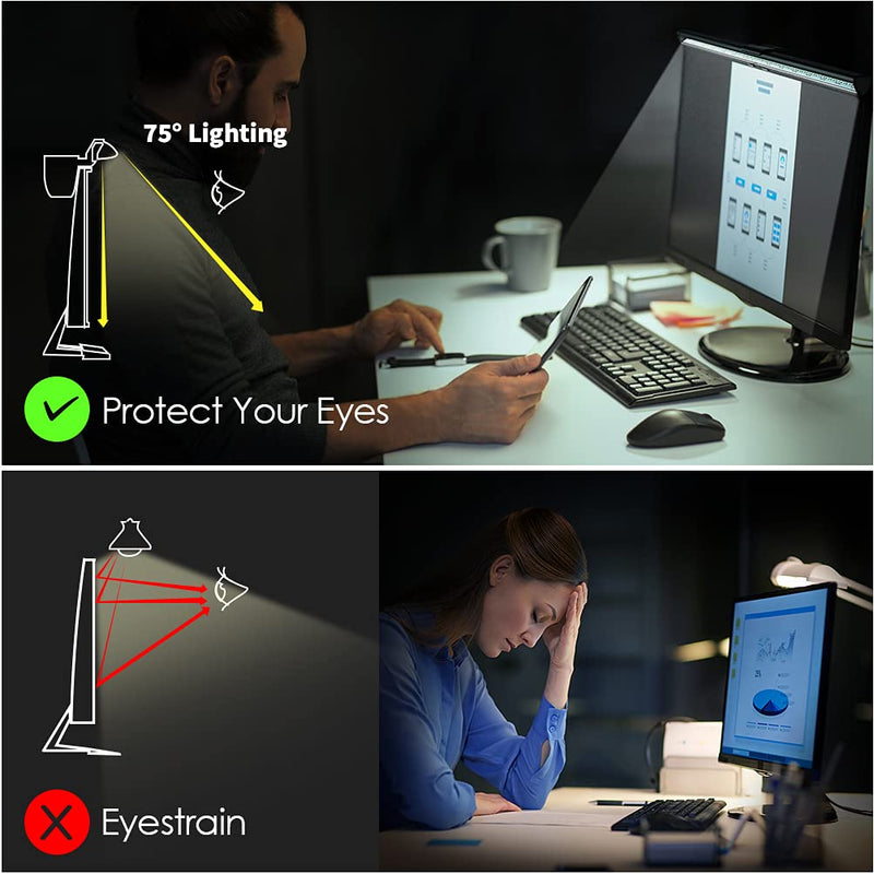 [Australia - AusPower] - Computer Monitor Light Screen Light Bar e-Reading LED Task Lamp, 3 Color Modes, USB Powered,No Screen Glare, Dimmable Desktop Monitor Lamp for Desk/Office/Home 
