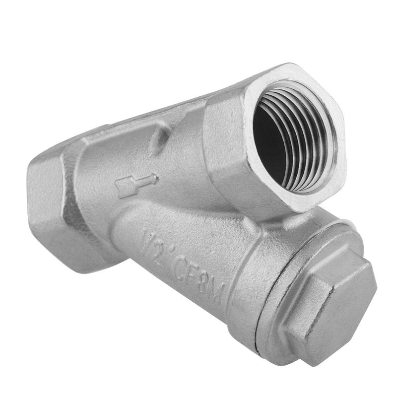 [Australia - AusPower] - Y Strainer, DN15 1/2 Inch PT Thread Stainless Steel Y Filter Strainer Pump Filter for Water Gas, 7 × 6 × 2.5 cm 
