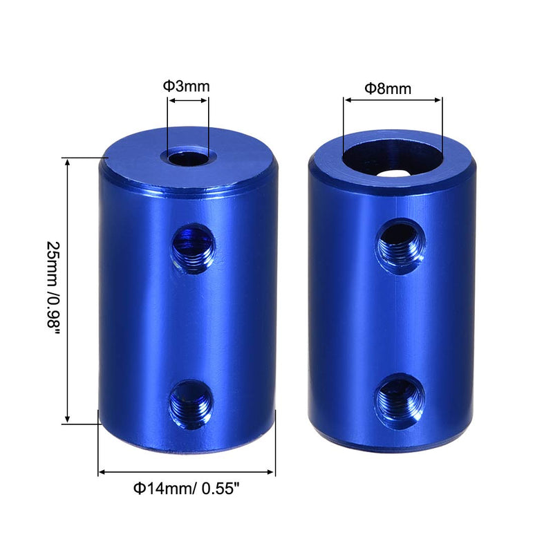 [Australia - AusPower] - uxcell 3mm to 8mm Bore Rigid Coupling Set Screw L25XD14 Aluminum Alloy,Shaft Coupler Connector,Motor Accessories,Dark Blue,4pcs 