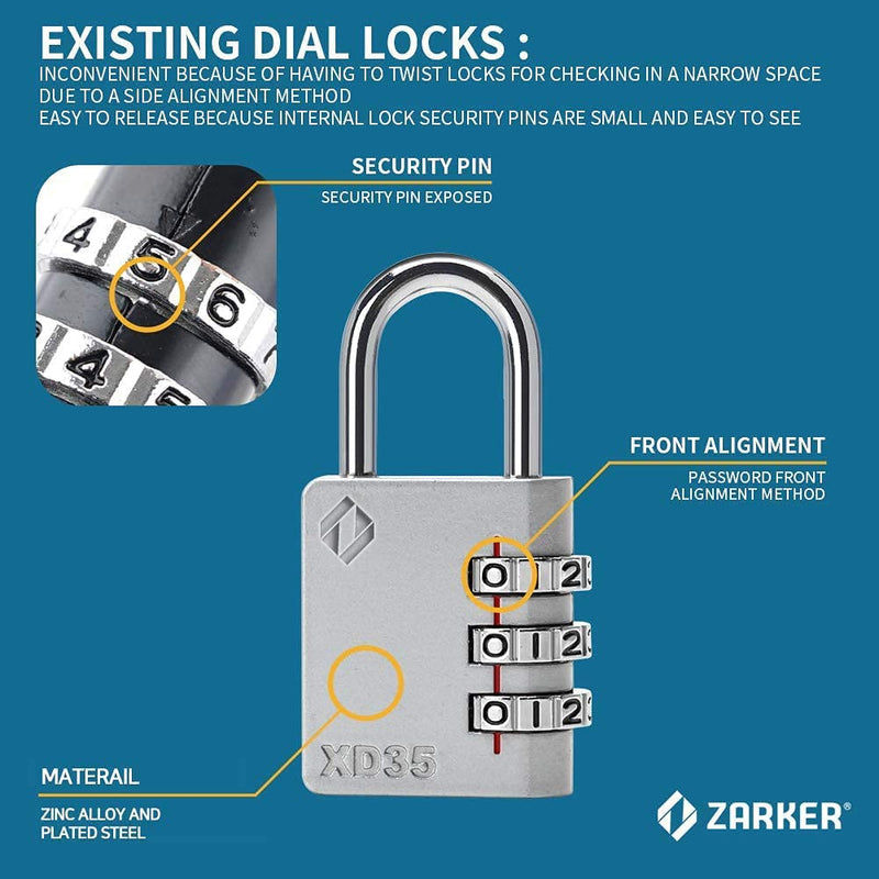 [Australia - AusPower] - Combination Lock, 3-Digit Padlock for School Gym Sports LockerLock, Fence, Toolbox, Case, Hasp Storage (1-Pack, Pink) 1P 1P, Pink 