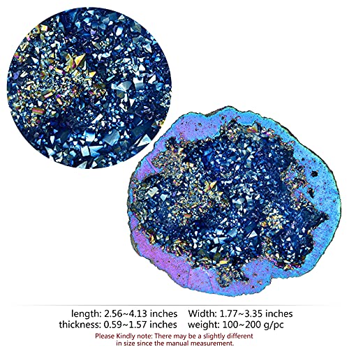 mookaitedecor Angel Aura Quartz Geode Stone Crystal Cluster Specimen #1-Medium #2-colorful