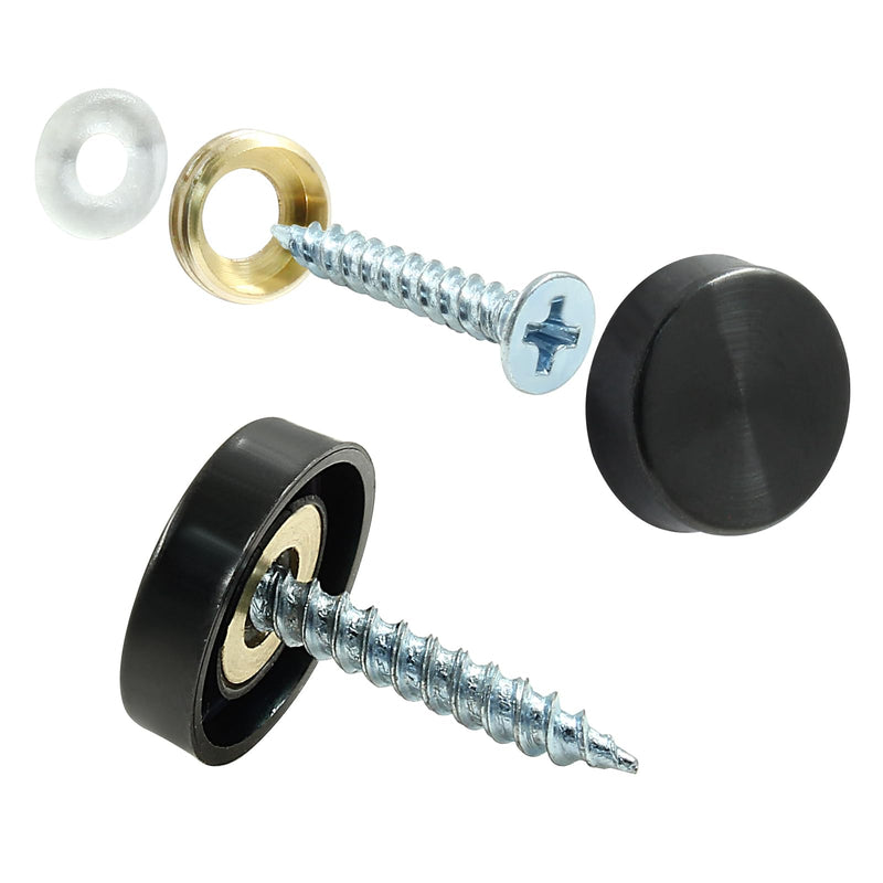 [Australia - AusPower] - 40 Sets Mirror Decorative Screws with Caps,16mm/0.63 inch Stainless Steel Screw Cover Caps Mirror Screws Fasteners for Mirrors, Tea Tables,Wardrobes and Other Glass Furnitures,Black Black 