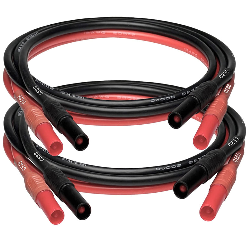 [Australia - AusPower] - CNCESS CESS-216 Safety Banana Plug Male to Male Digital Multimeter Test Leads, 12 Gauge Silicone Wire, 2 Pairs 3 Feet 