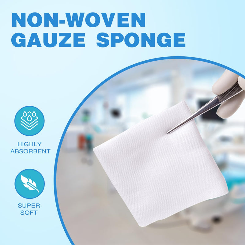[Australia - AusPower] - 200 Gauze Pads, Highly Absorbent Non-Woven Gauze Sponges 4-Ply, 2x2 Inch All-Purpose Non-Sterile Gauze Pads, Dental Gauze Wound Care Product 1 Pack of 200 2"x2"(Pack of 200) 