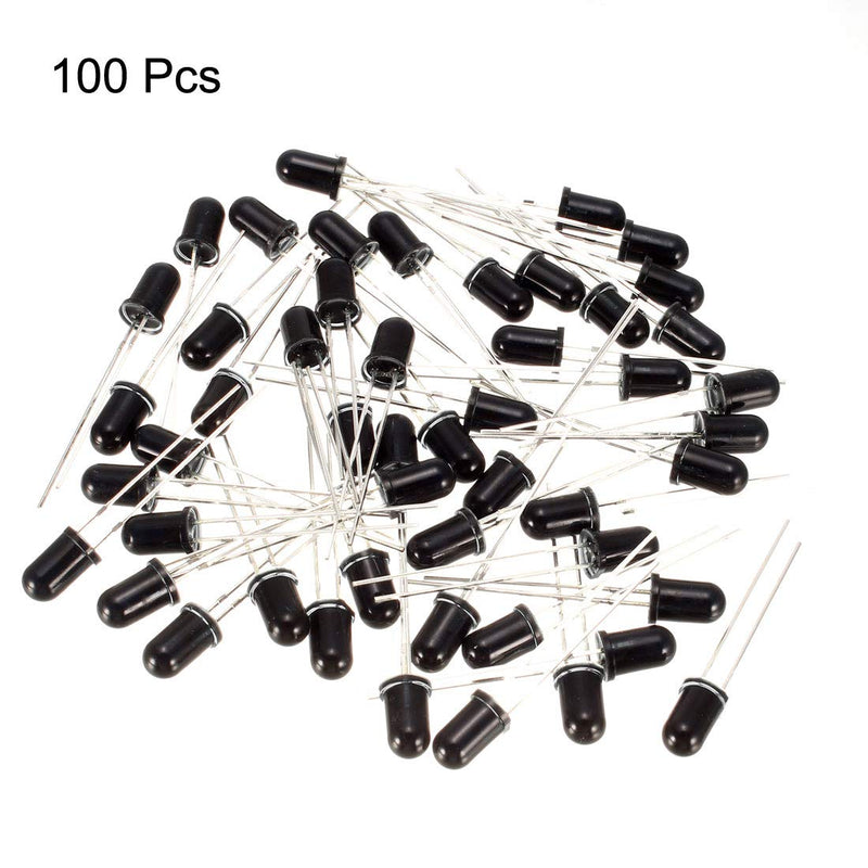 [Australia - AusPower] - uxcell 100pcs Photosensitive Diode Photodiodes Light Sensitive Sensors,5mm Black Round Head Receiver Diode 