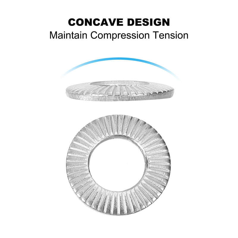 [Australia - AusPower] - PATIKIL 304 Stainless Steel Flat Washers, 50 Pack M8x16mm Belleville Spring Disc Washer Conical Knurled Metric Gasket for Automotive Industrial Construction 