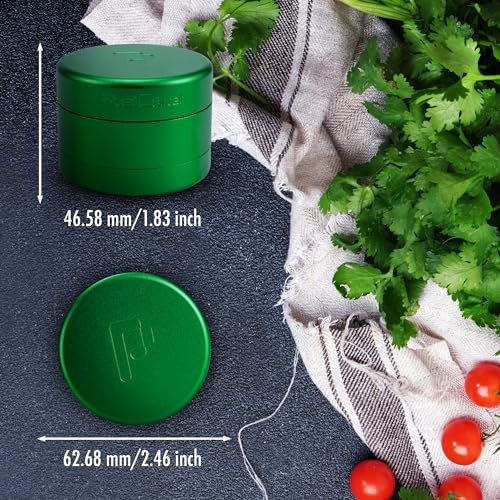 Pixel Cartel Herb Grinder Spice Mill 2.5 inches - Green Metal - Flower Mill Innovation - Teethless Grinder, PXL00050