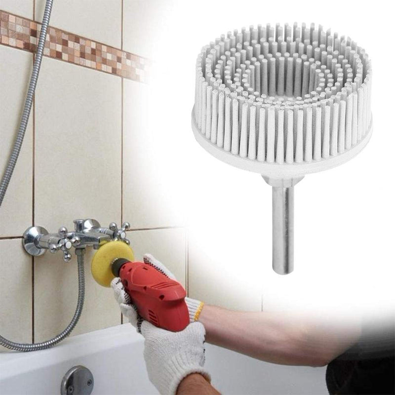 2 Inch Bristle Discs, Emery Rubber Grinding Brush, Sanding Disc for Rust Removal and Drill Attachment, Deburring and Cleaning Tool (White) White