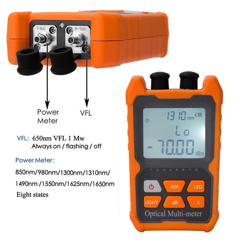 Fiber Optic Cable Tester Portable Optical Fiber Power Meter FC/SC/ST Universal Interface Integrated OPM, VFL, and RJ45 Functions (OPM-VFL-1) OPM-VFL-1