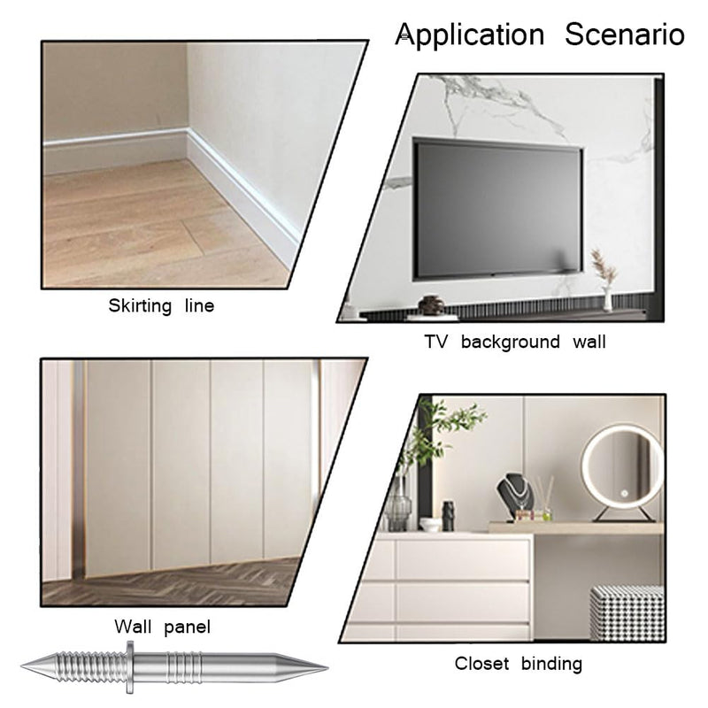 [Australia - AusPower] - Double-Head Skirting Thread Seamless Nail,500Pcs Invisible Screws Nail, Skirting Line Without Marks Nail Equipped with 5 Nail Specific Sleeve Tool (500) 500 