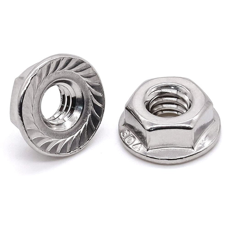 [Australia - AusPower] - Glvaner #8-32 Thread Size Stainless Steel Serrated Flange Hex Nuts Locknuts 304 Stainless Steel 18-8 50 Pack 