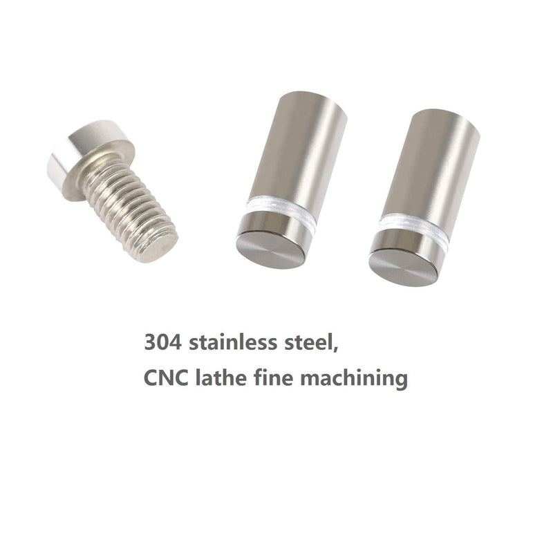 [Australia - AusPower] - Standoff Screws for Wall Mount Acrylic Picture Frame Hardware 1/2" x 1" Aluminum Silver Finish Nails for Acrylic Glass Sign Holder 8 Pcs 