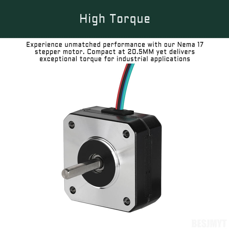 Nema 17 Stepper Motor 5PCS High Torque (145mNm/20.53oz.in) Bipolar 20.5MM Body Length 1A/3.5V 1.8 Deg 2 Phase for 3D Printer with 1m Cable and Connector