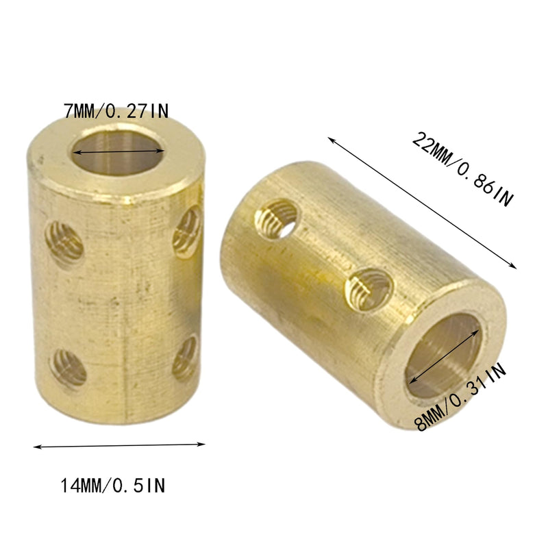 [Australia - AusPower] - 5Pcs 7mm to 8mm Brass Rigid Motor Shaft Coupling Coupler Transmission Connector Sleeve Adapter for RC Boat Car Airplane 3D Printers 