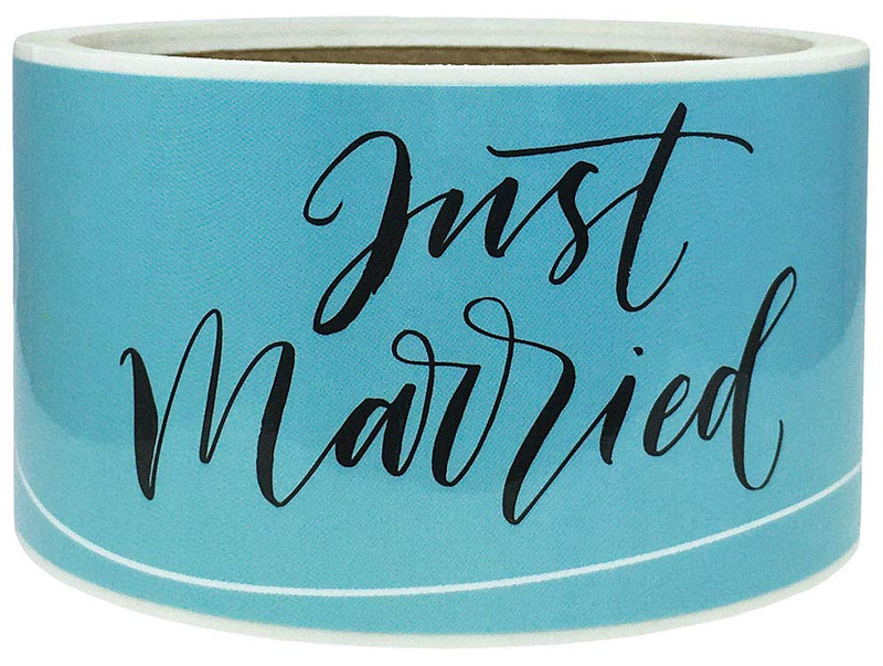 Just Married Water Bottle Labels 2 x 8 Inch 50 Total Stickers On A Roll
