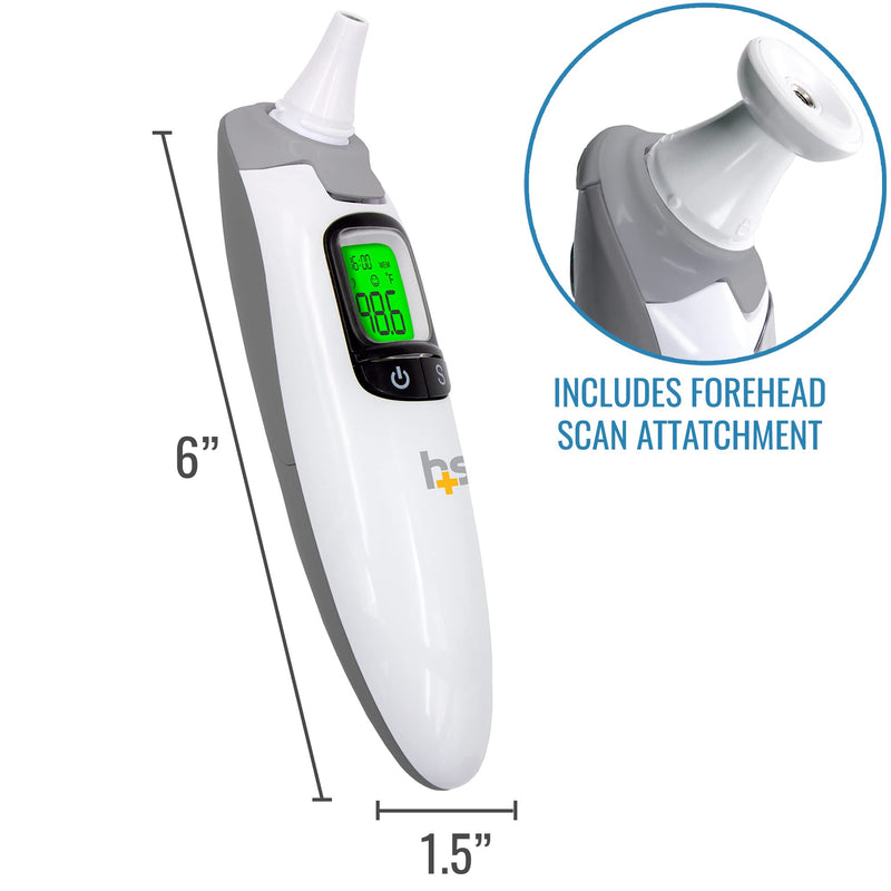 [Australia - AusPower] - HealthSmart Talking Infrared Ear & Forehead Thermometer, No Probe Covers Needed, Visual Fever Alarm, Audio Readings in English & Spanish, Instant Scan 1 