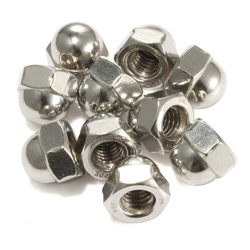 [Australia - AusPower] - 3/8-16 Acorn Hex Cap Dome Head Nuts, 304 Stainless Steel 18-8, Bright Finish, Pack of 10 3/8-16 