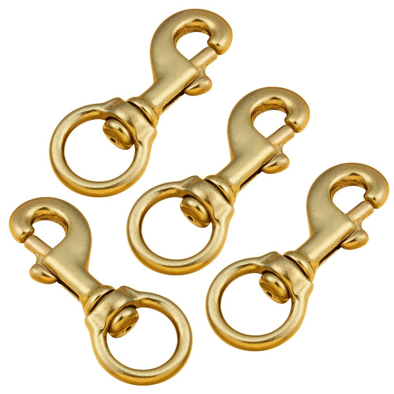 [Australia - AusPower] - 3-1/4 Inch Heavy Duty Solid Brass Swivel Bolt Snap Hooks 7/8 Inch Swivel Eye Single Ended Scuba Diving Clips Keychain Holder for Dog Collar, Pet Leash, Flag Halyard and More (4 Pieces) 