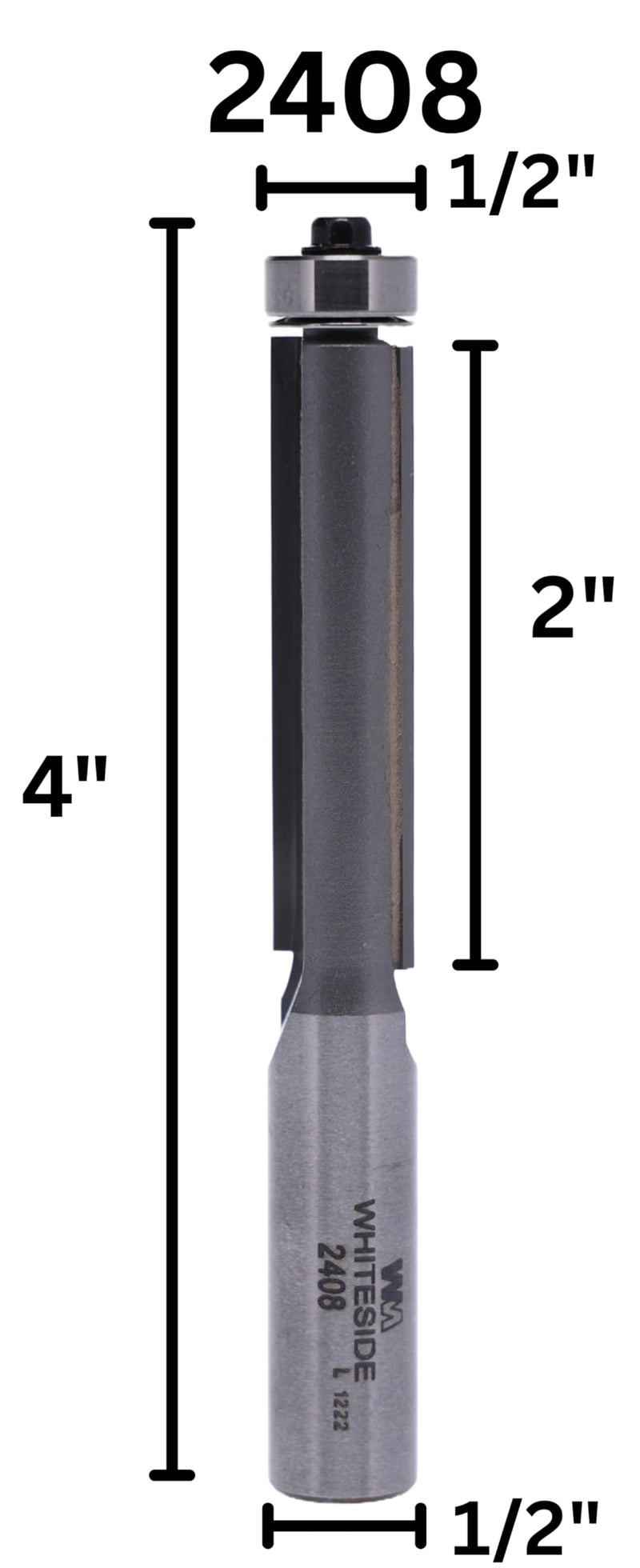 Whiteside Router Bits 2408 Flush Trim Bit with 1/2-Inch Cutting Diameter and 2-Inch Cutting Length