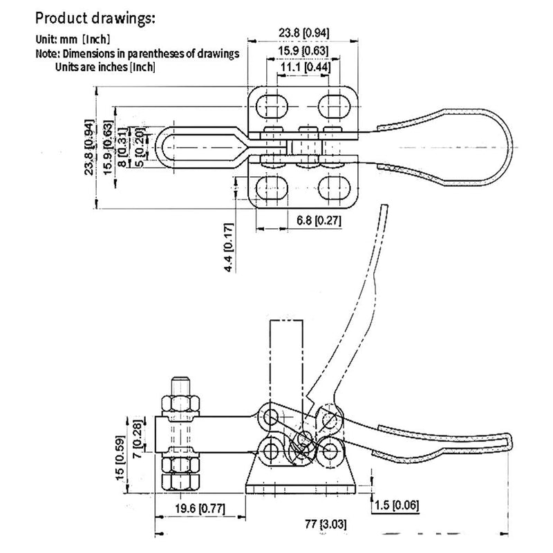 [Australia - AusPower] - Small Quick Release Horizontal Toggle Clamp 201A Hand Tool 60 lbs / 27kg (201-8PACK) 201-8PACK 