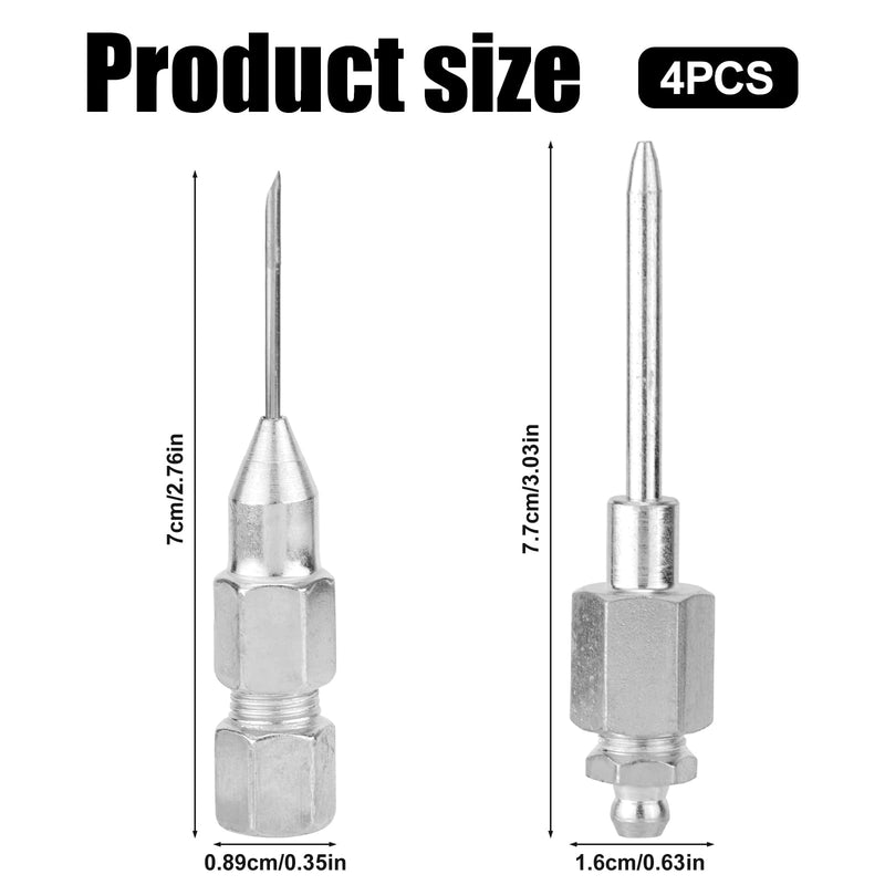 [Australia - AusPower] - 4pcs Grease Gun Needle Nozzle Kit, 2 Grease Gun Needle Dispensers & 2 Grease Needles Iron Grease Gun Nozzle Adapter Set Needle Tip Fitting Tool Accessories for 1/8 Inch NPT Threads 