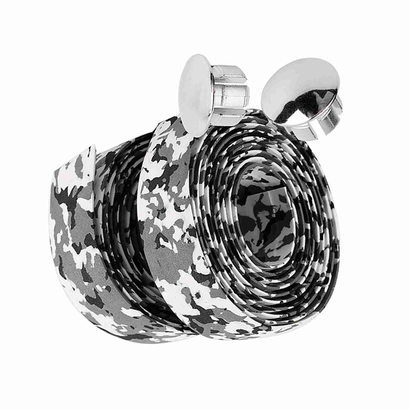 Tbest Handlebar Tape Reflective Grip Wrap Tape + 2 Bar Plugs for Mountain Road Bike (Pack of 2) Black+White