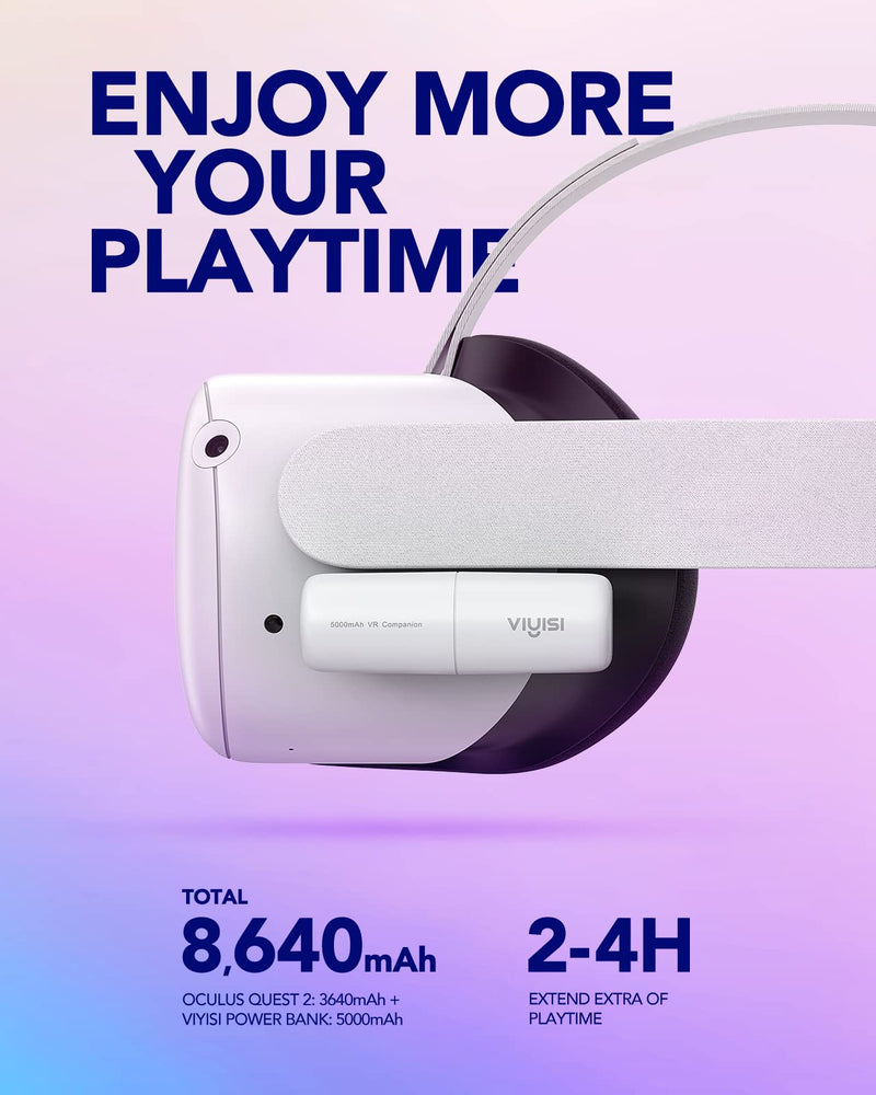 [Australia - AusPower] - Battery Pack for Oculus Quest 2, 5000mAh Small Portable Charger for Meta Quest 2 Accessories, Power Bank Compatible with Quest Pro and PICO 4 and VR Headset, Extend Extra 2-4 Hours Playtime 