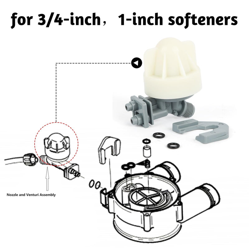 [Australia - AusPower] - Water Softener Nozzle and Venturi Assembly 7187065 Replacement, Compatible with GE, Kenmore, Morton, Whirlpool, NorthStar, Rheem Replaces 7187065, 7214969, 7165704, 7238450 and WS15X10027 