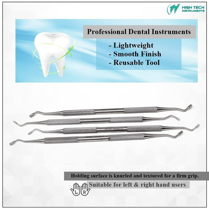 [Australia - AusPower] - Amalgam Pluggers 4 Pcs Double Ended Dental Composite Plastic Filling Restorative Root Canal Instruments Made of Stainless Steel with Knurled Handle for Firm Girp by HTI 4 Pcs Woodsen Pluggers 