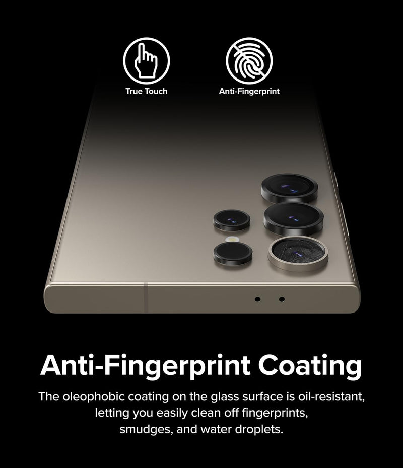 [Australia - AusPower] - Ringke Camera Lens Frame Glass Compatible with Samsung Galaxy S24 Ultra Camera Lens Protector 5G, Glass Covers and Aluminum Alloy Frames - Black 