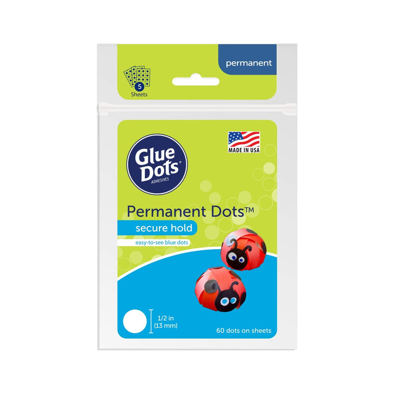 [Australia - AusPower] - Glue Dots Double-Sided Permanent Dots, 6 Pack, 1/2'', Blue Tint, Pack of 360 (OF111PERM-AMZ) Permanent Sheets 