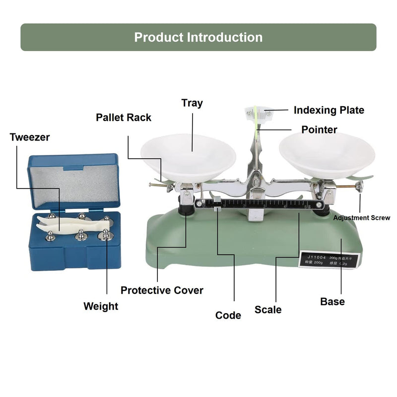 [Australia - AusPower] - Lab Mechanical Balance Scale with Tweezers and Weights, Double Pan Tray Balance Scale 200G/0.2G Teaching 5G 10G 20G 50G 100G for Home and School 