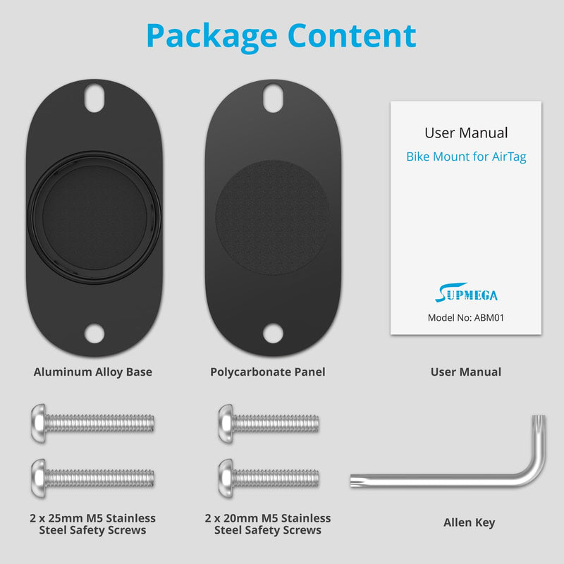 [Australia - AusPower] - Bike Mount for AirTag, Waterproof Protective Aluminum Alloy Holder Hides AirTag Under Bicycle Bottle Cage, Bike GPS Tracker, Anti-Theft and Anti-Shake (Security Screws & Allen Key Included) 
