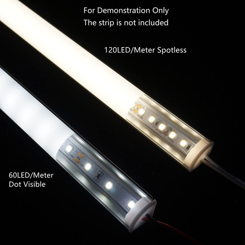 THMOOTHER 5-Pack 3.3FT 1Meter V Shape LED Strip Aluminum Channel Diffuser System, Extruded Alu Track Milky Cover with Corner Connector and Mounting Kit,Easy Cut and Installed Curved Lens Profile