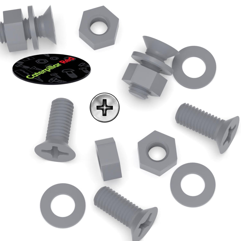 [Australia - AusPower] - 20 x Grey Countersunk Screws Polypropylene (PP) Plastic Nuts and Bolts, Washers, M8 x 20mm, Anti-Corrosion, Chemical Resistant, Gray, (5/16 x 25/32 in) 