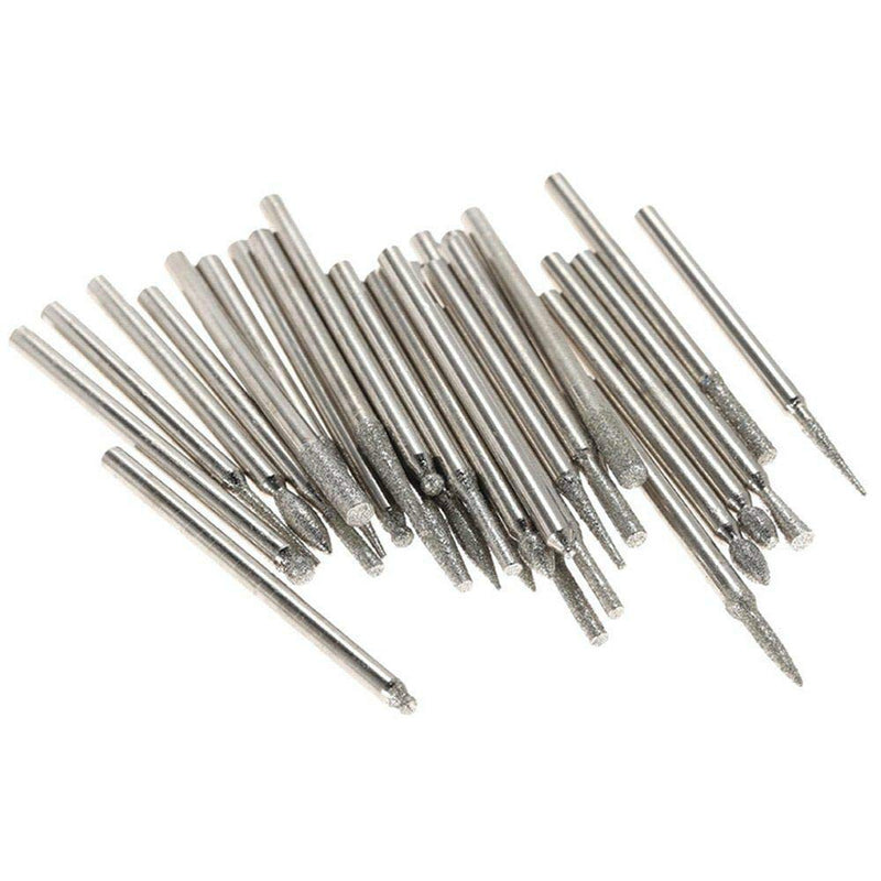 [Australia - AusPower] - Diamond Burr 30pcs 2.35mm End Mills for Glass Gemstone Metal 